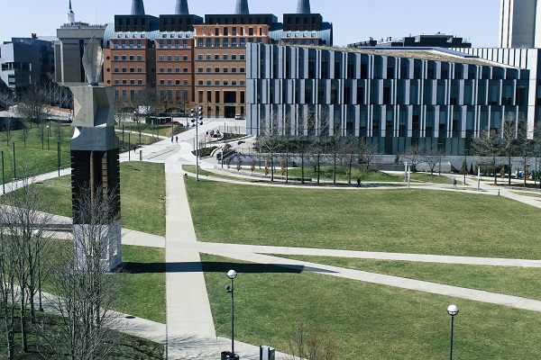Sunny day on college campus